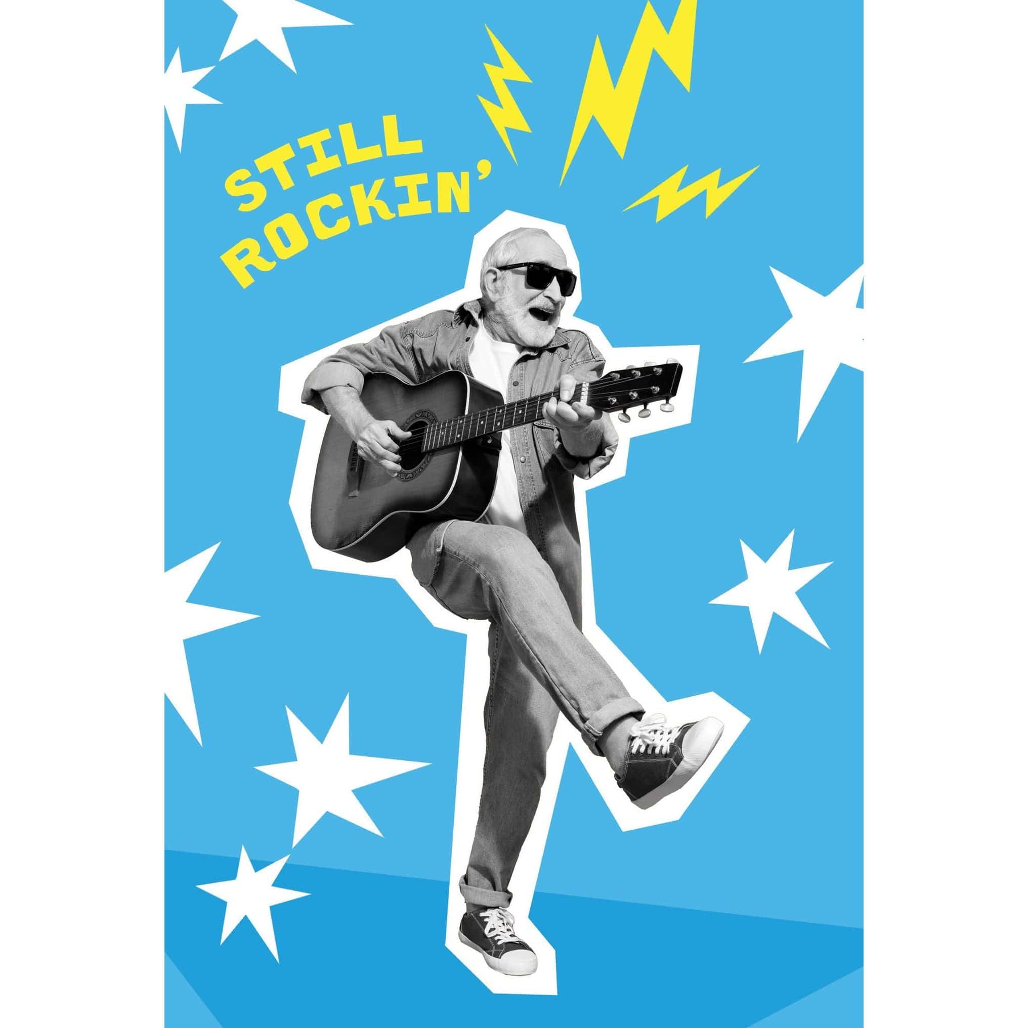 Pictura Rocker Senior funny birthday card featuring a humorous design, ideal for celebrating a senior's special day.